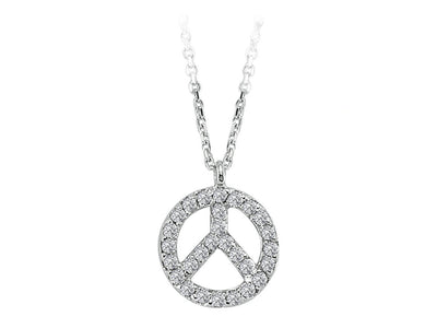 Diamond peace motif necklace in 8 K white gold