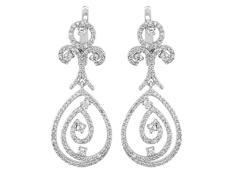 Total 1.63 carat diamond earrings in 14K