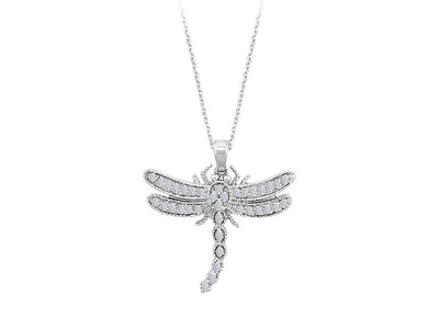 Collier libellule en diamant en or blanc 14 carats