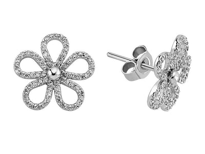 Diamond Flower Stud Earrings