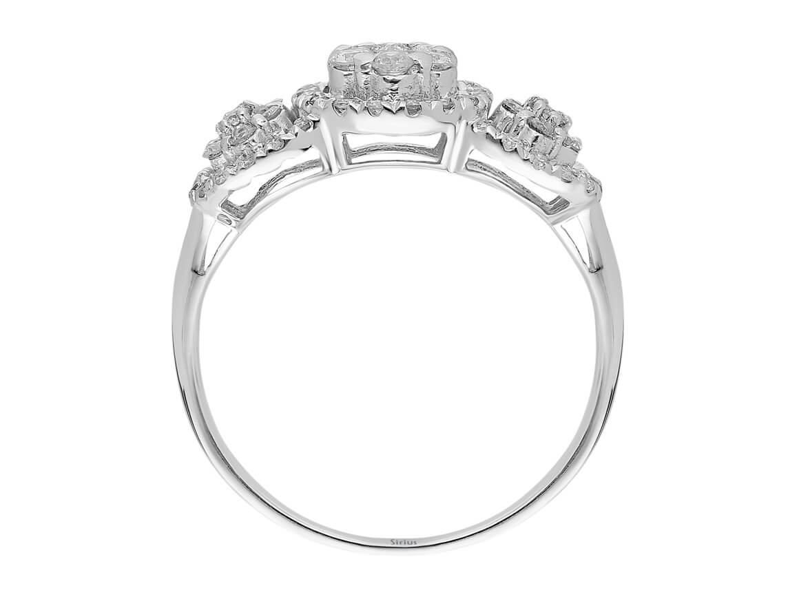Bague trio de fleurs en or blanc 14 carats avec diamants de 0,55 carat au total