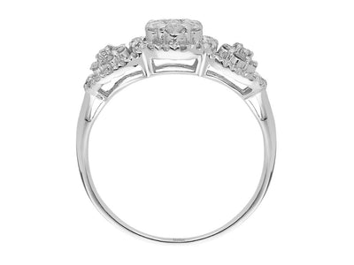 Bague trio de fleurs en or blanc 14 carats avec diamants de 0,55 carat au total
