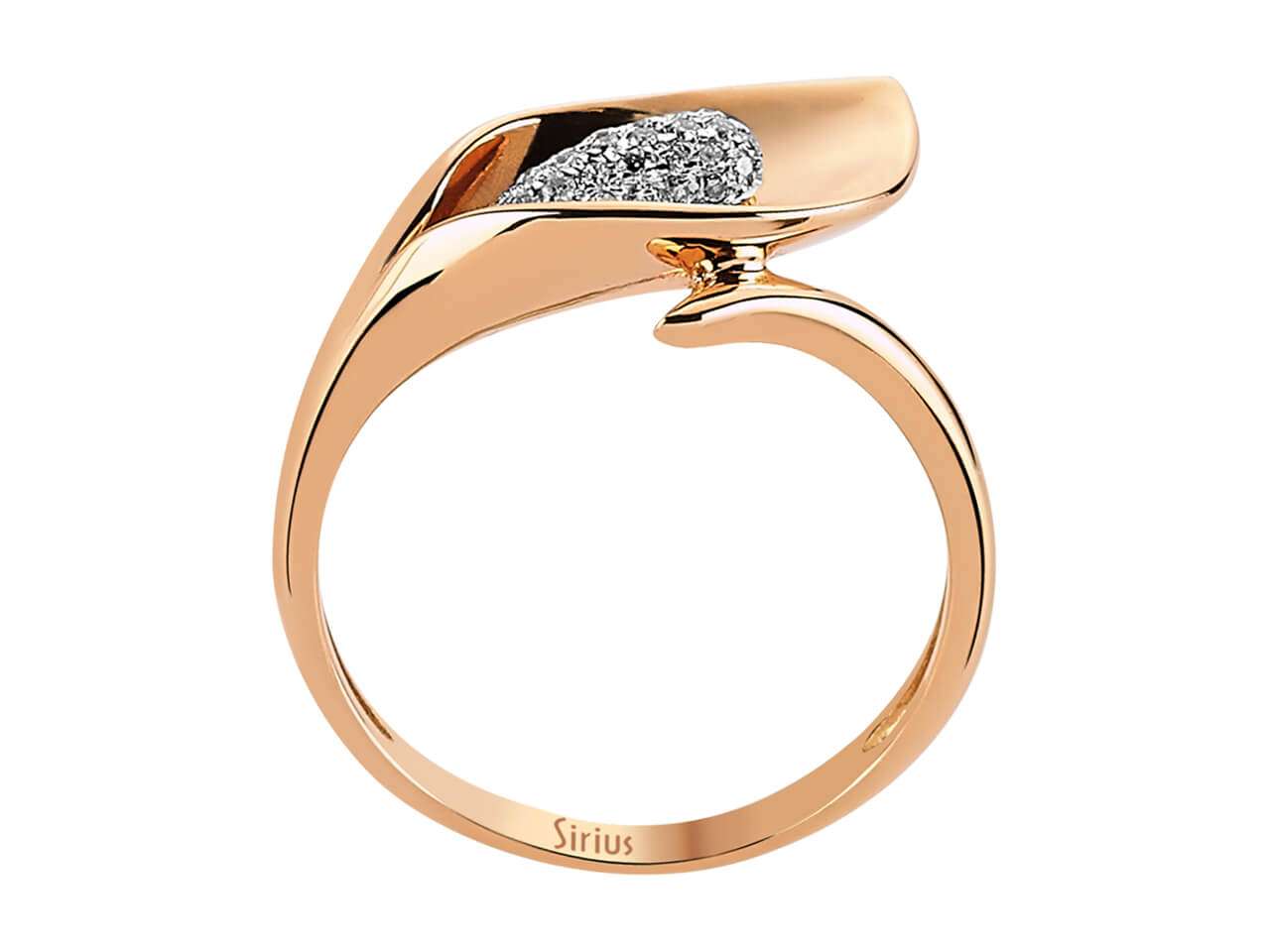 Bague racine de dragon en or rouge et blanc 14 carats avec diamant total de 0,12 carat