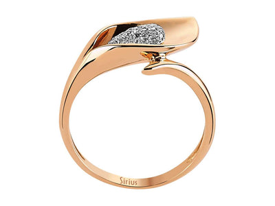 Bague racine de dragon en or rouge et blanc 14 carats avec diamant total de 0,12 carat