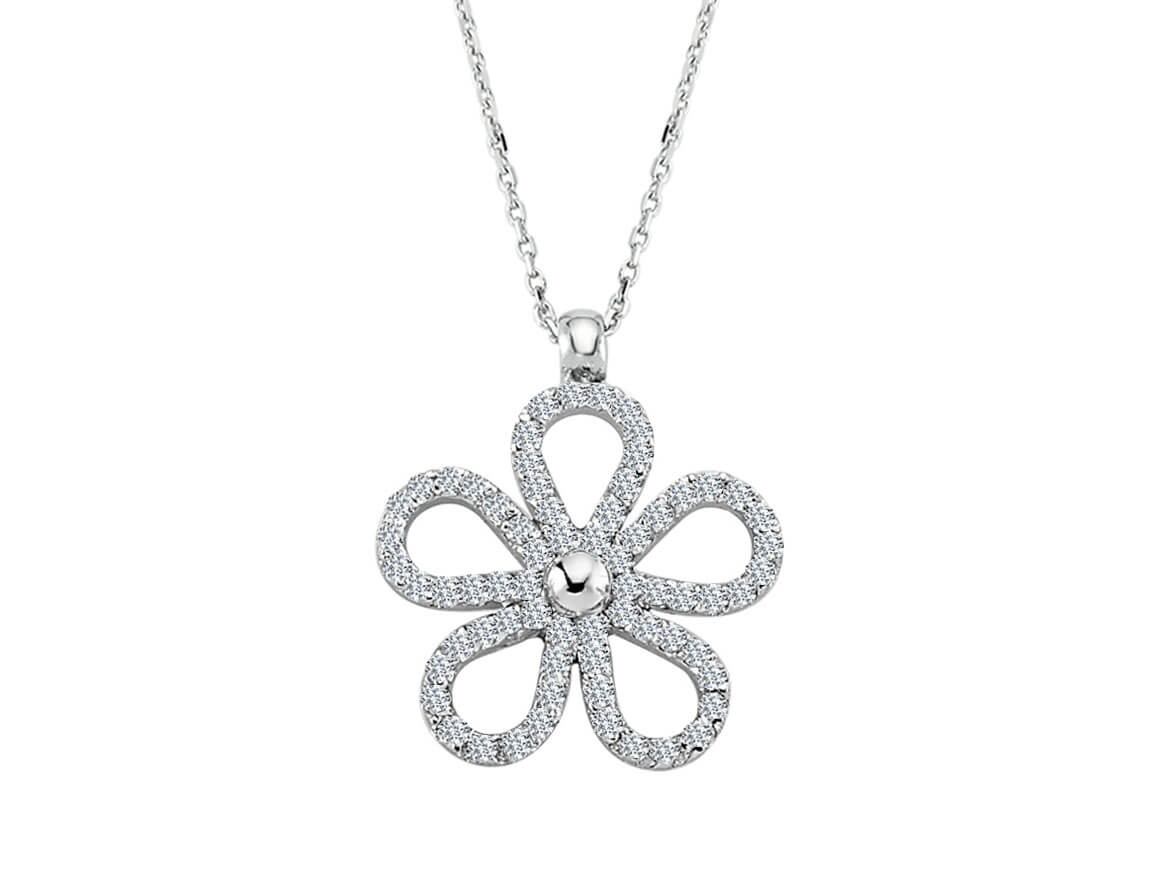 Diamond flower necklace in 18 K