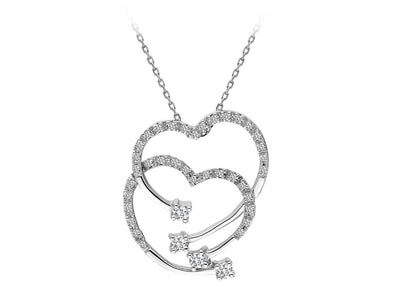 Collier double cœur en diamant