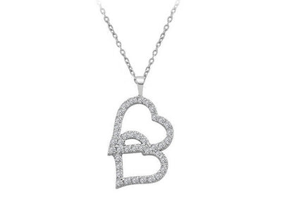 Collier double cœur en diamant