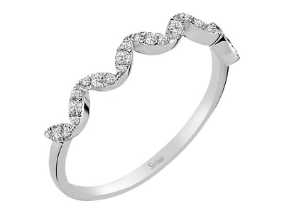 Alliance diamant demi-ronde ondulée 