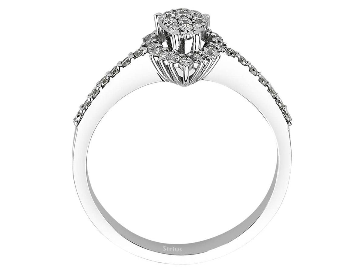 Diamant Tropfen Ring - handgefertigter Diamantschmuck aus Feingold | Sirius Diamant