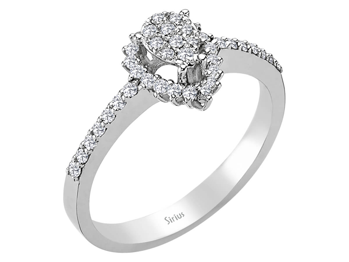 Diamant Tropfen Ring - handgefertigter Diamantschmuck aus Feingold | Sirius Diamant