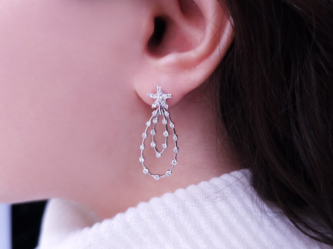 0.91 Gesamtkarat Diamant Tropfen Ohrhänger in 585er 14 Karat Weißgold - handgefertigter Diamantschmuck aus Feingold | Sirius Diamant