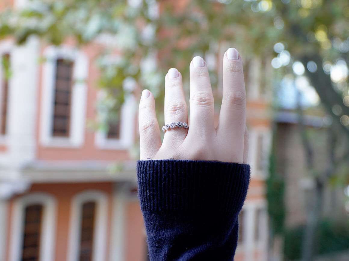 0.34 carat diamond alliance in 14 K white gold