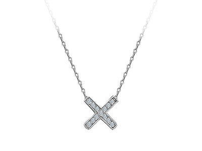 Collier croix en diamant de 0,10 carat en or blanc 14 carats