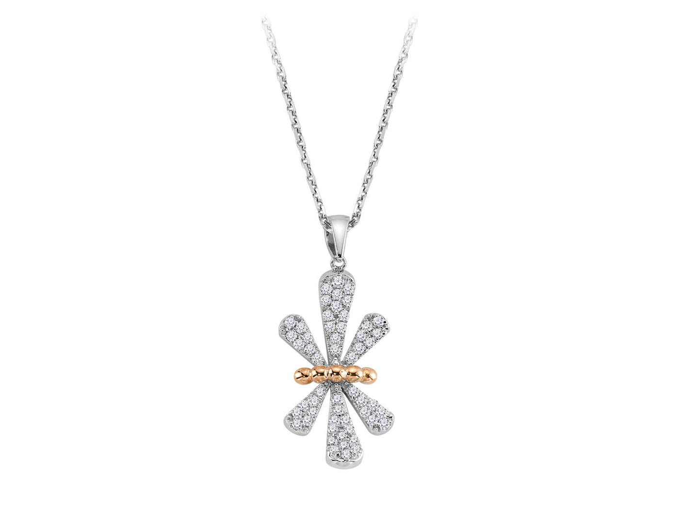 Diamond bow necklace in 18 carat white gold