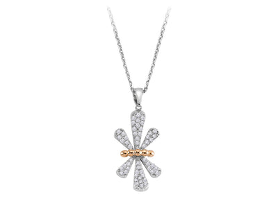 Diamond bow necklace in 18 carat white gold
