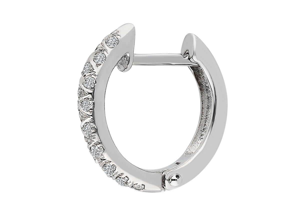 0.08 carat diamond men's hoop earring in 585 14 K white gold