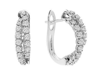 F/VS color 0.87 total carat diamond hoop earrings in 14K white gold