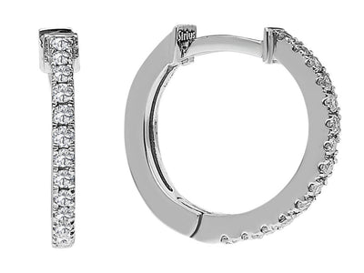 0.14 carat diamond hoop earrings in 14 carat white gold