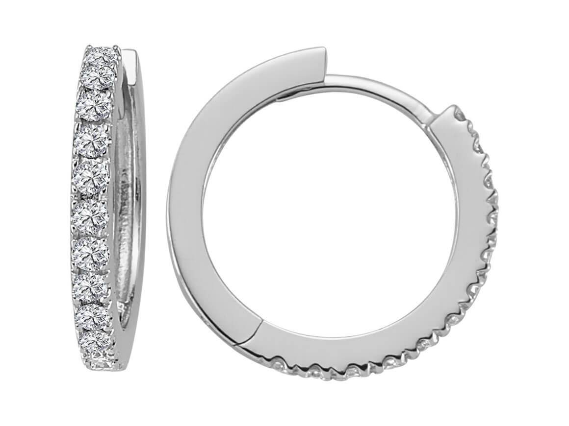 Diamant Creole Ohrring in 585er 14 Karat Weisgold - handgefertigter Diamantschmuck aus Feingold | Sirius Diamant