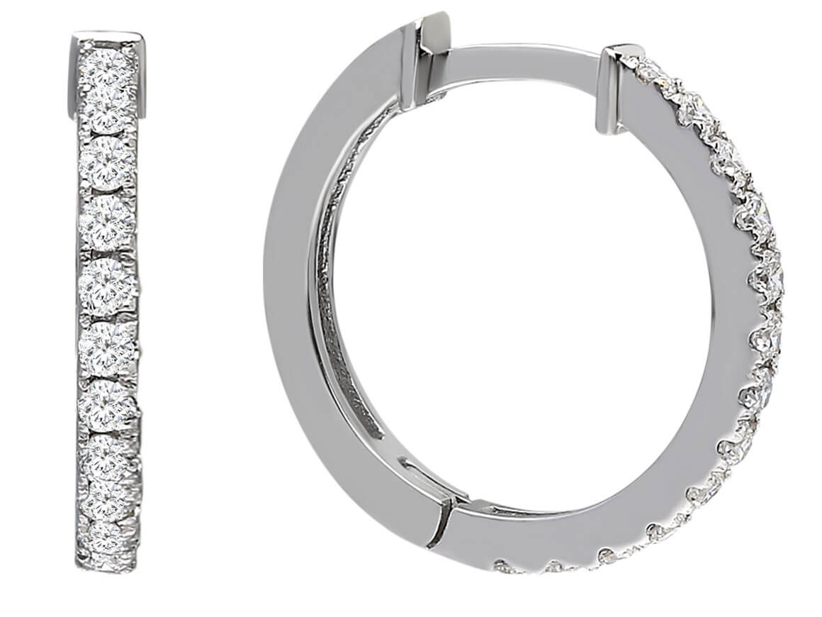 0.29 carat diamond hoop earrings in 14 carat white gold