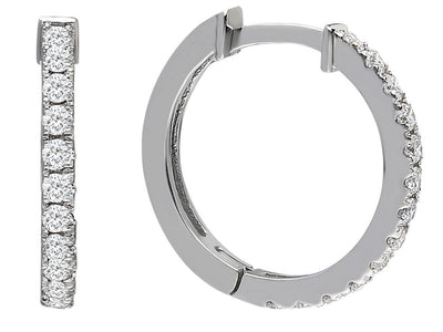 0.29 carat diamond hoop earrings in 14 carat white gold