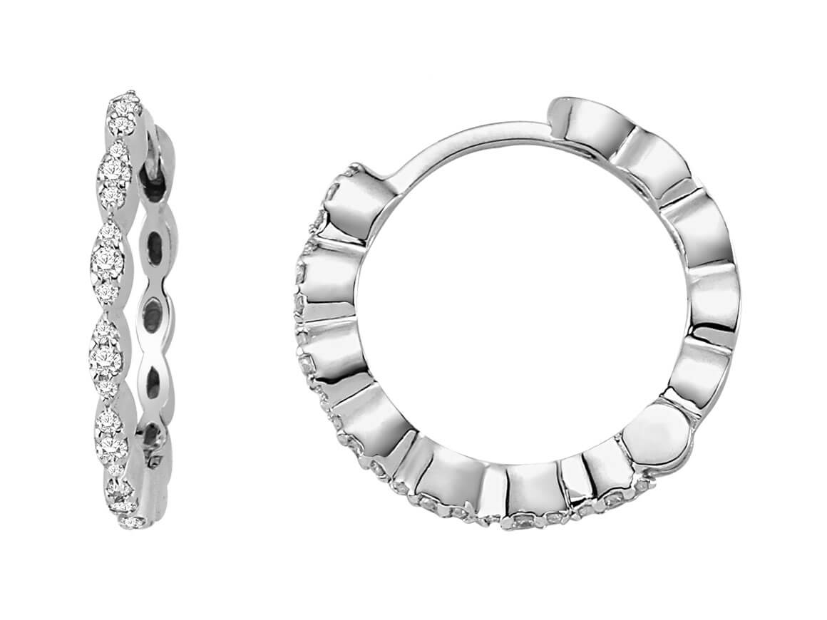 0,20 Karat Diamant Creolen in 333er 8 Karat Weißgold - handgefertigter Diamantschmuck aus Feingold | Sirius Diamant