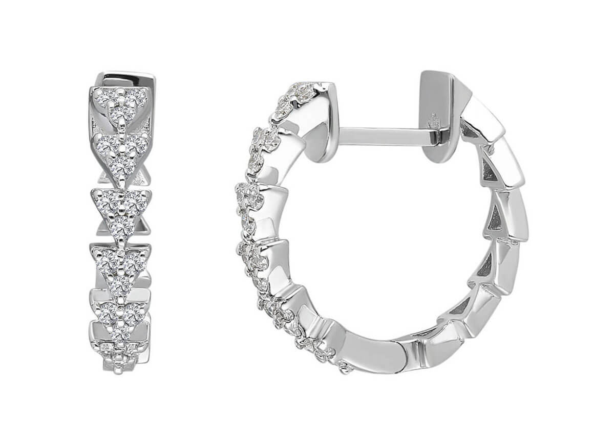 0.30 total carat diamond pangolin earrings in 14 carat white gold