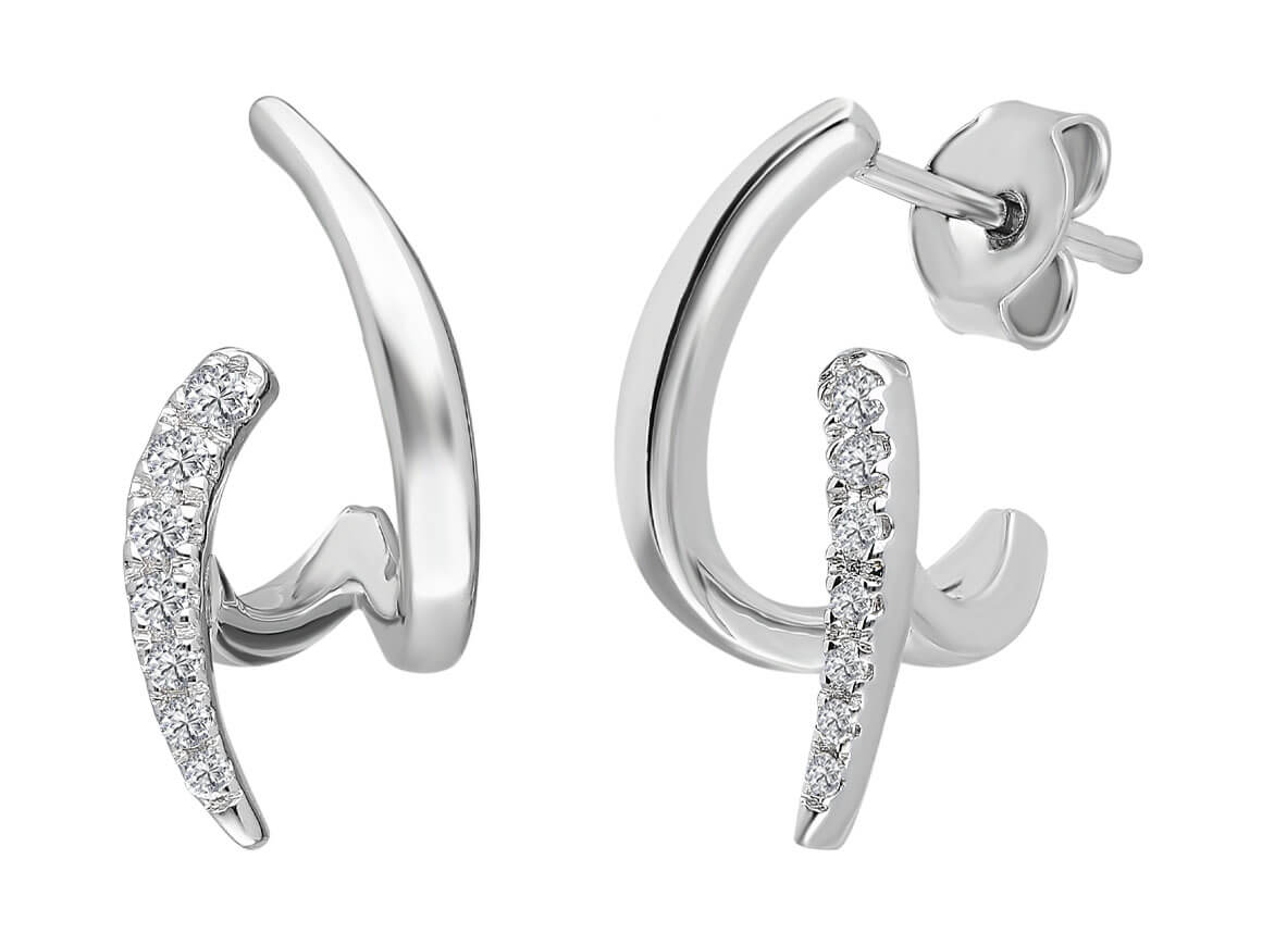 Diamond Fi hoop earrings in 14 carat white gold