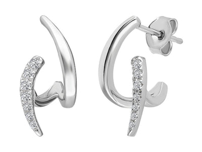 Diamond Fi hoop earrings in 14 carat white gold