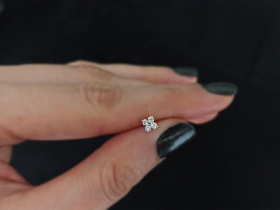 0.11 Carat Diamond Quattro Nose Piercing in 14 K Yellow Gold - 7 mm x 4 mm