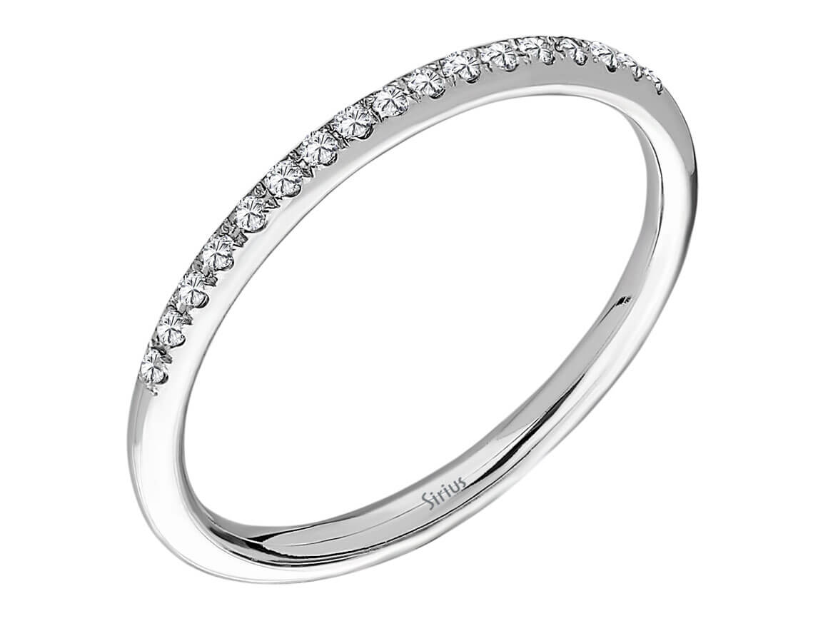 0.09 carat diamond half-round alliance in 585 14K gold white gold