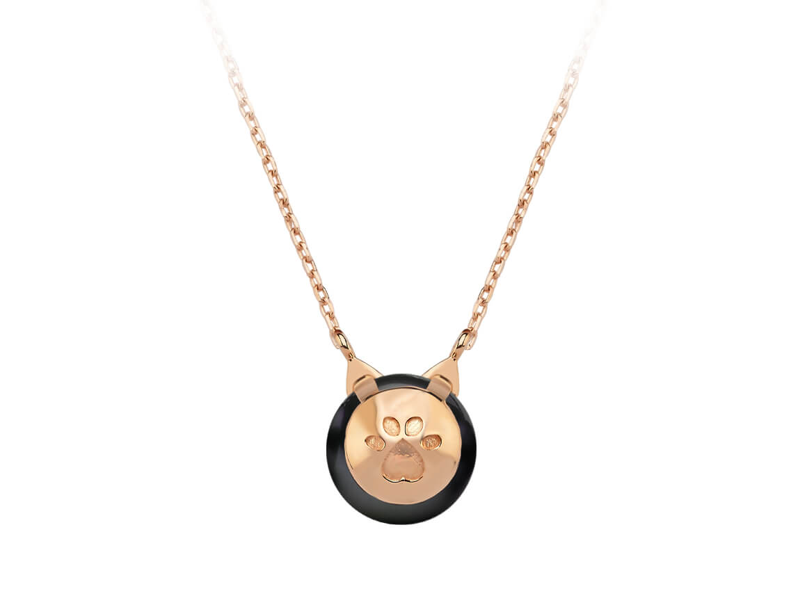 Diamant und Schwarzer Perle Katze Collier - handgefertigter Diamantschmuck aus Feingold | Sirius Diamant