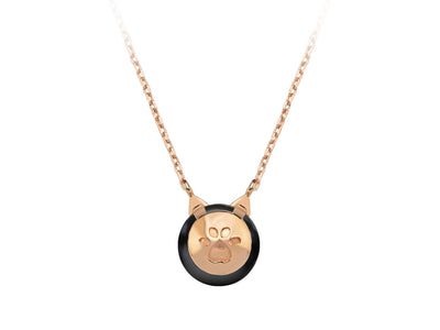 Diamond and Black Pearl Cat Necklace