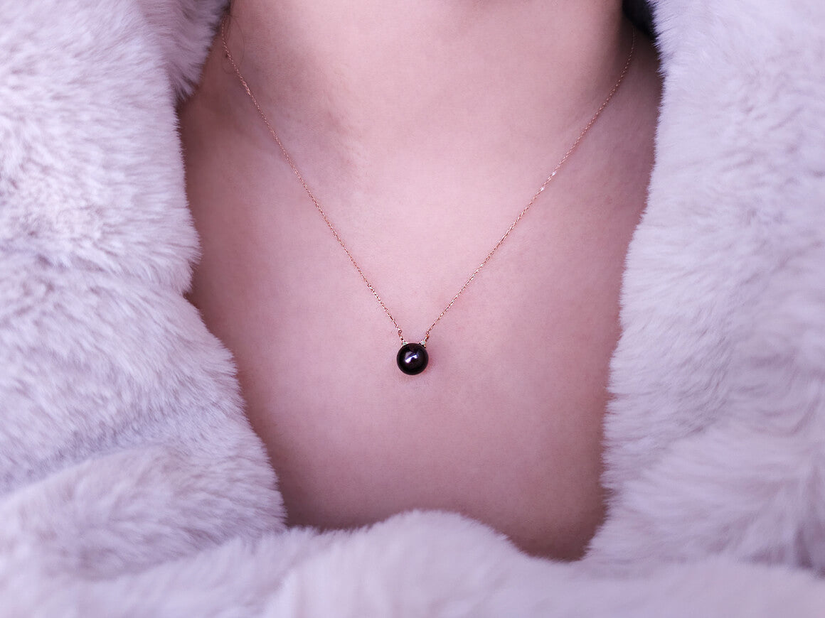 Diamond and Black Pearl Cat Necklace