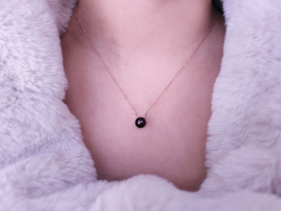 Diamond and Black Pearl Cat Necklace