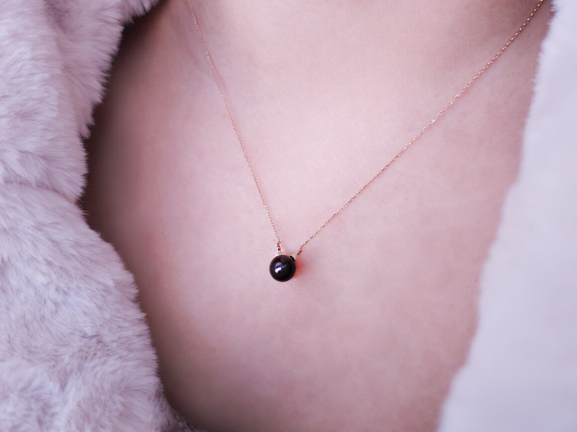 Diamant und Schwarzer Perle Katze Collier