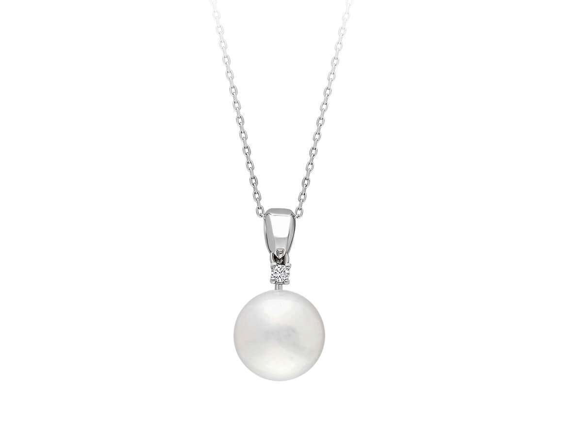 Diamant und Perle Collier - handgefertigter Diamantschmuck aus Feingold | Sirius Diamant