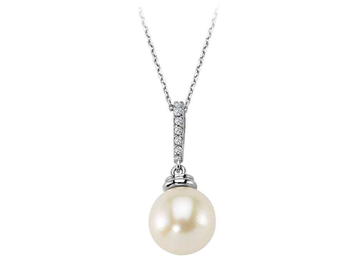 Diamant und Perle Collier in 14 K Weißgold - handgefertigter Diamantschmuck aus Feingold | Sirius Diamant