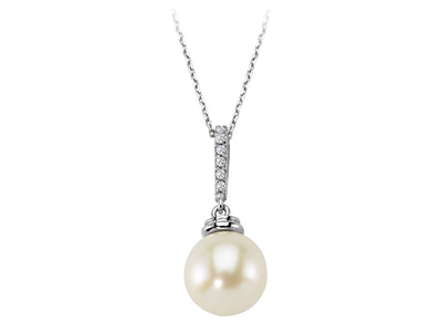 Collier diamant et perle en or blanc 14 carats