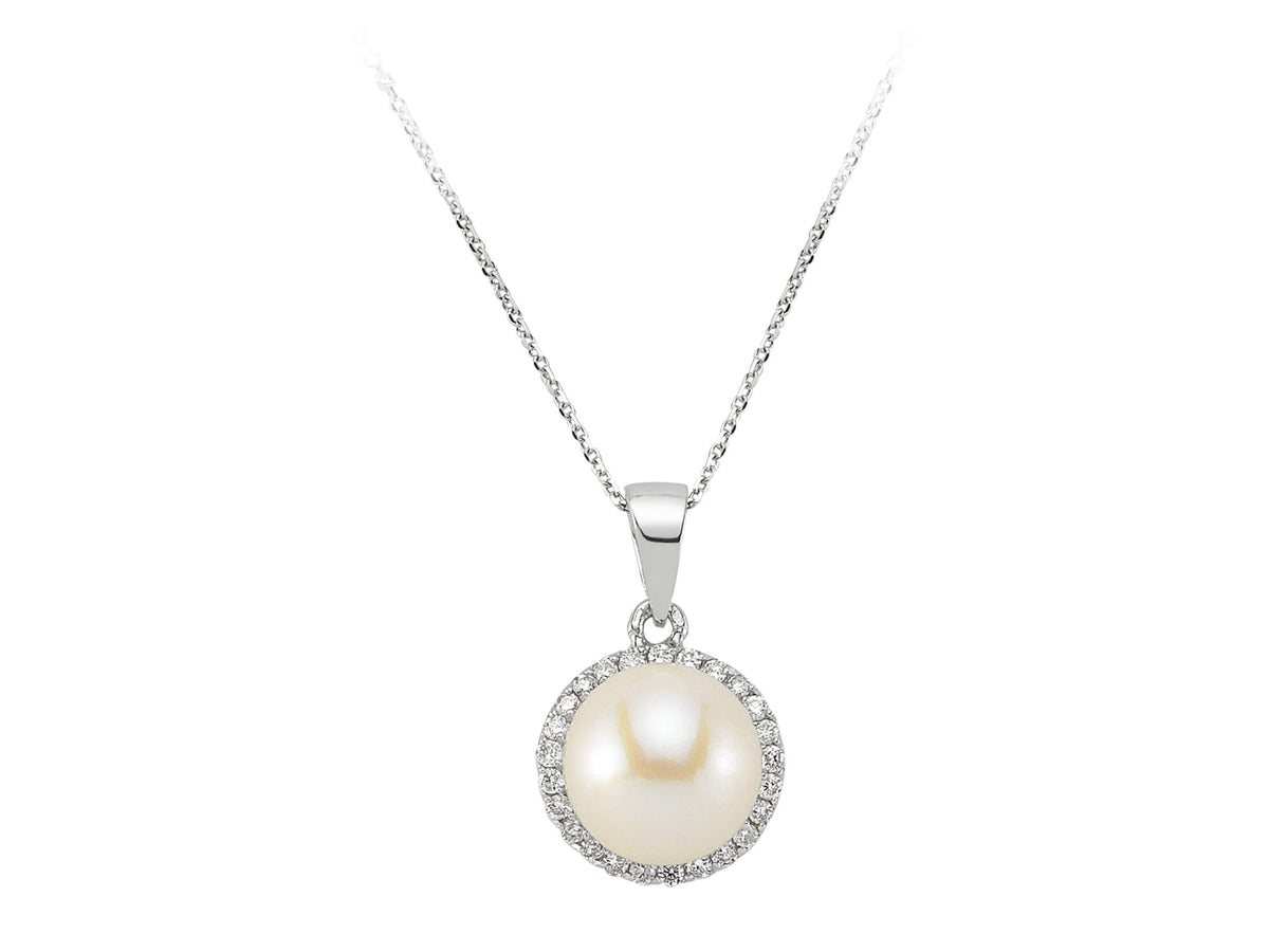 Diamant Perle Schmuckset in 585er 14 Karat Weißgold – handgefertigter Diamantschmuck aus Feingold | Sirius Diamant