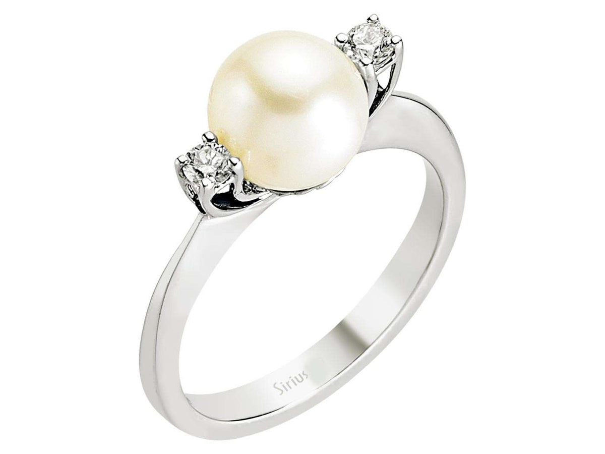 Diamant und Perle Ring - handgefertigter Diamantschmuck aus Feingold | Sirius Diamant