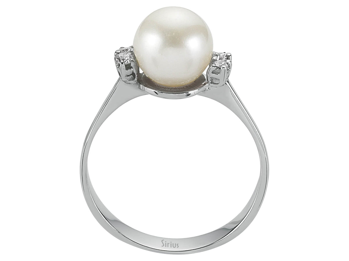 Diamant und Perle Damenring - handgefertigter Diamantschmuck aus Feingold | Sirius Diamant