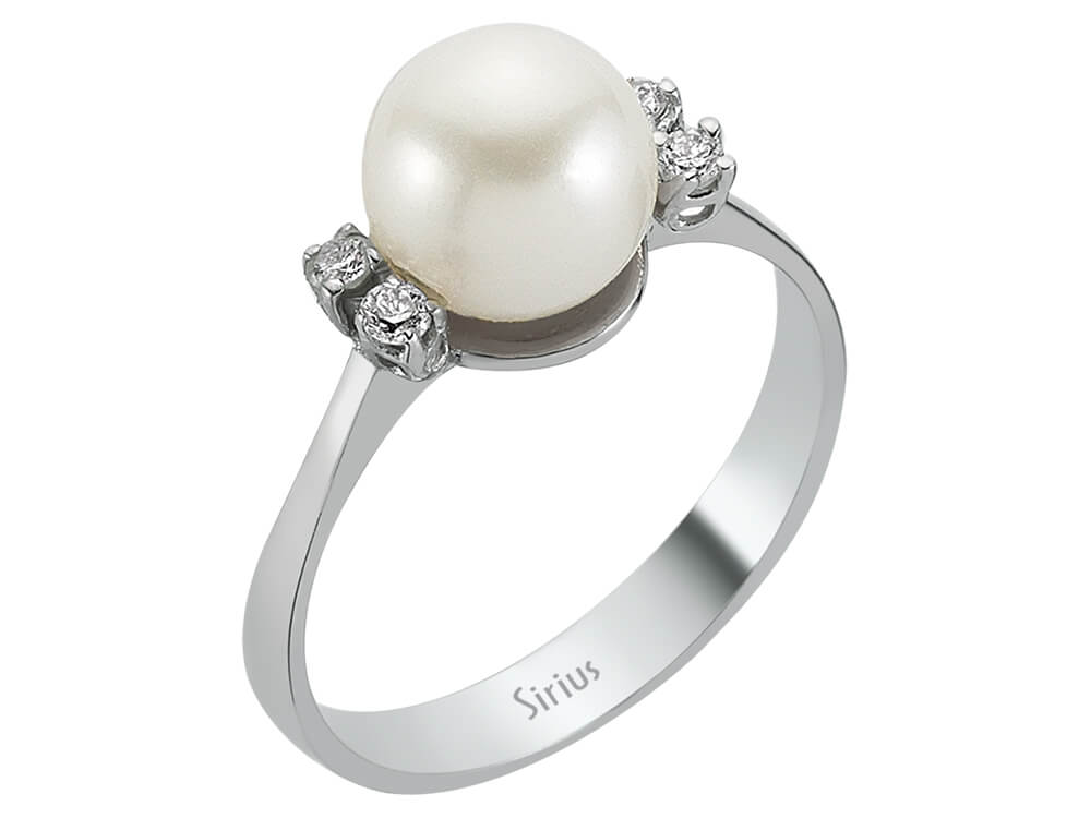 Diamant und Perle Damenring - handgefertigter Diamantschmuck aus Feingold | Sirius Diamant