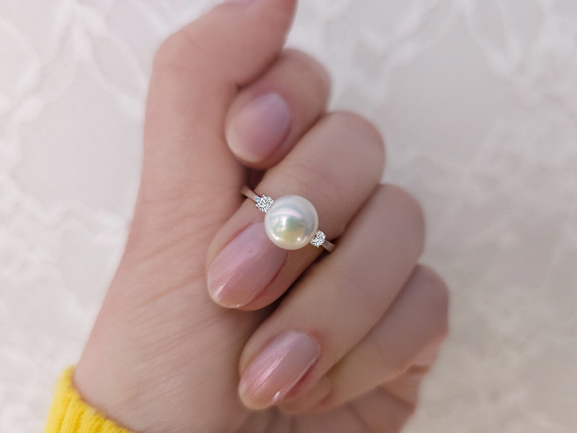Bague diamant et perle