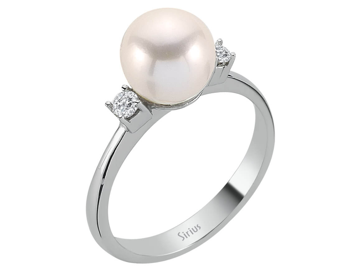 Diamant und Perle Ring - handgefertigter Diamantschmuck aus Feingold | Sirius Diamant