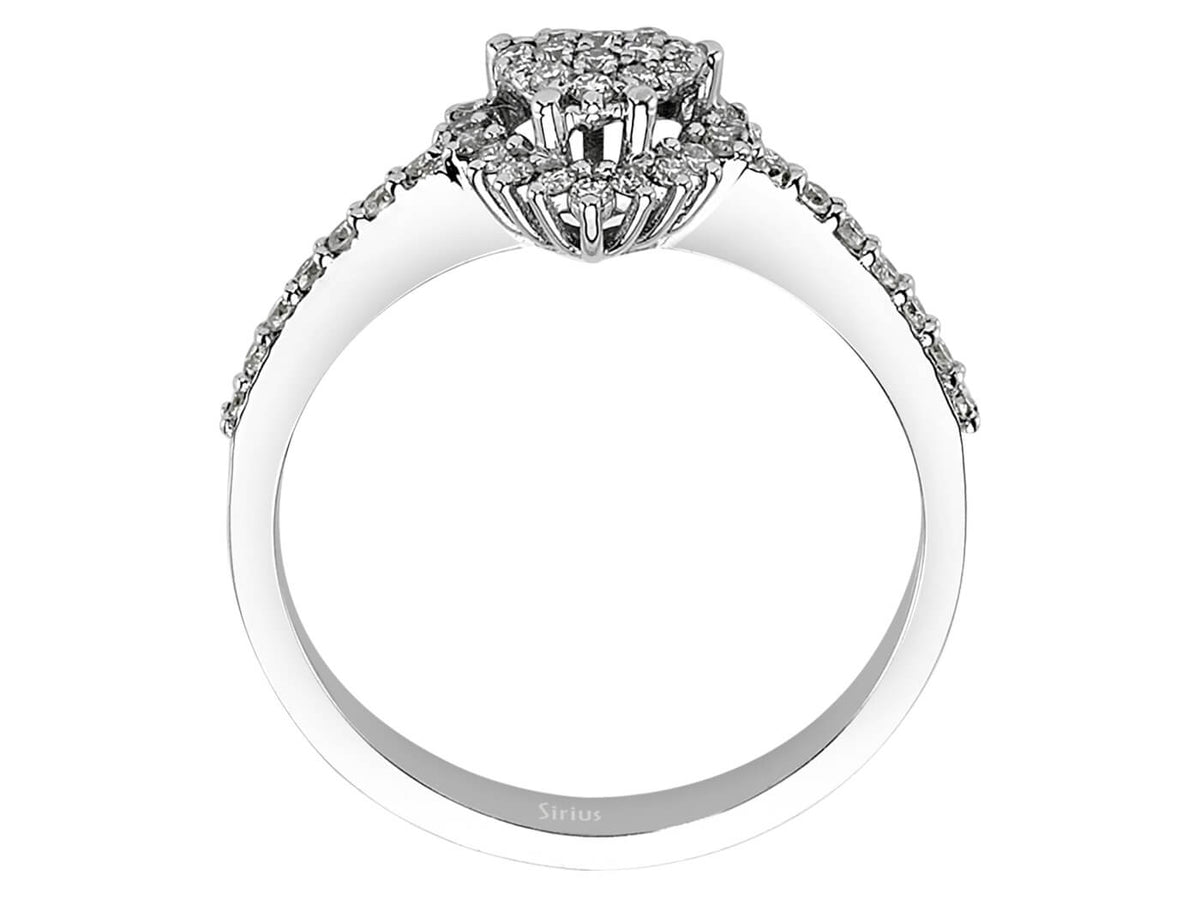 Diamant Herz Entourage Damenring - handgefertigter Diamantschmuck aus Feingold | Sirius Diamant