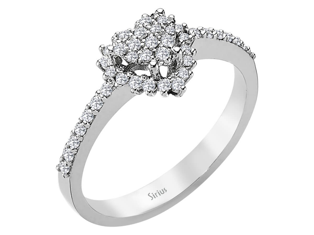 Diamant Herz Entourage Damenring - handgefertigter Diamantschmuck aus Feingold | Sirius Diamant