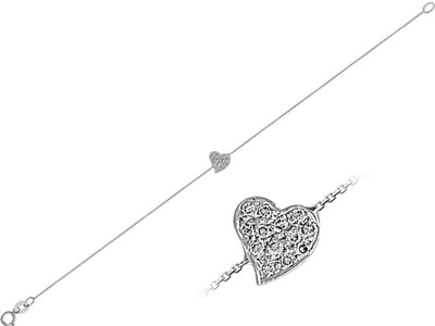 0.10 total carat diamond heart bracelet in 14 K white gold