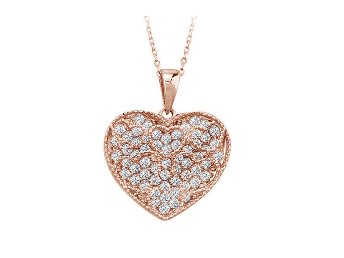 Collier cœur en diamant de 0,78 carat en or blanc 14 carats