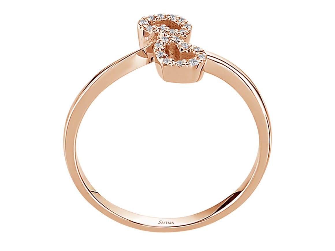 Diamant Doppelter Herze Ring - handgefertigter Diamantschmuck aus Feingold | Sirius Diamant